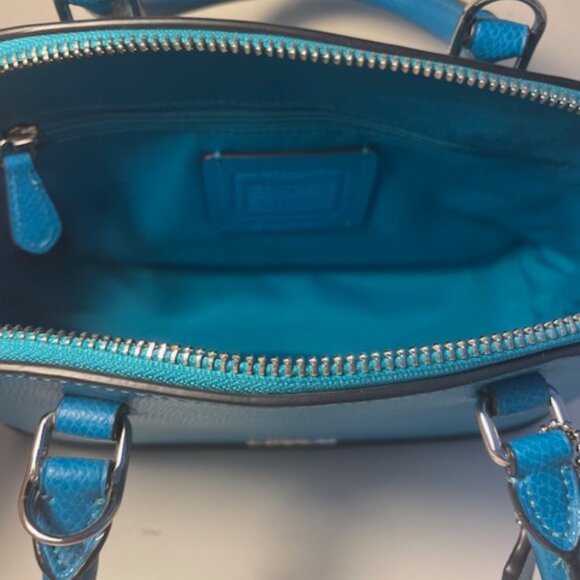 Coach Bright Blue Leather Satchel Purse - Picture 2 of 3